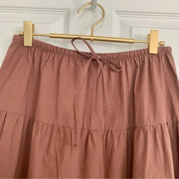 🌞 ZARA Tiered Maxi Skirt in Chocolate Brown Extra Small XS - Picture 5 of 13